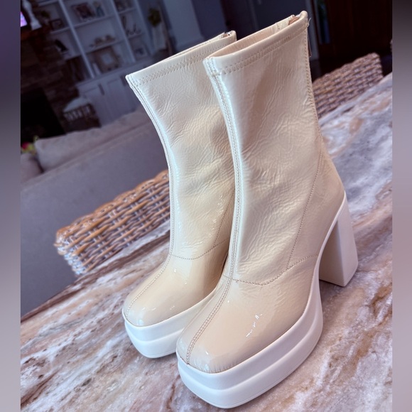 Women’s FREE PEOPLE double stack platform cream booties- Size 36.5 - Picture 4 of 13